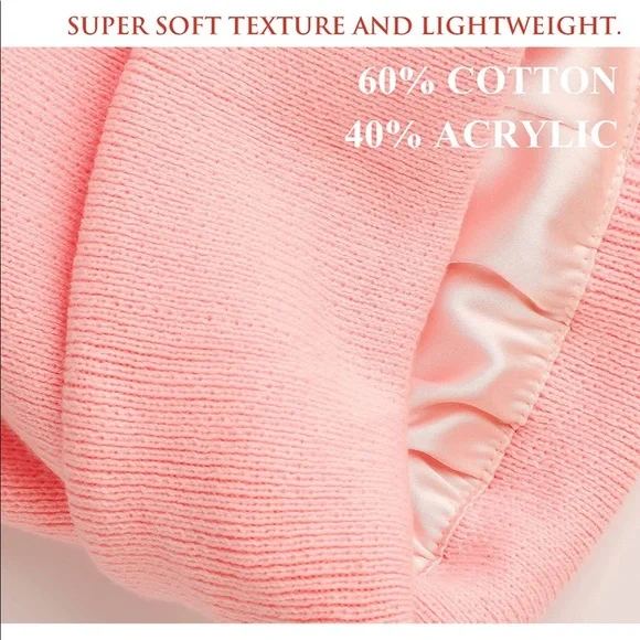 PINK UNISEX SATIN LINED (winter) BEANIE HAT (BRAND NEW) - Picture 3 of 5